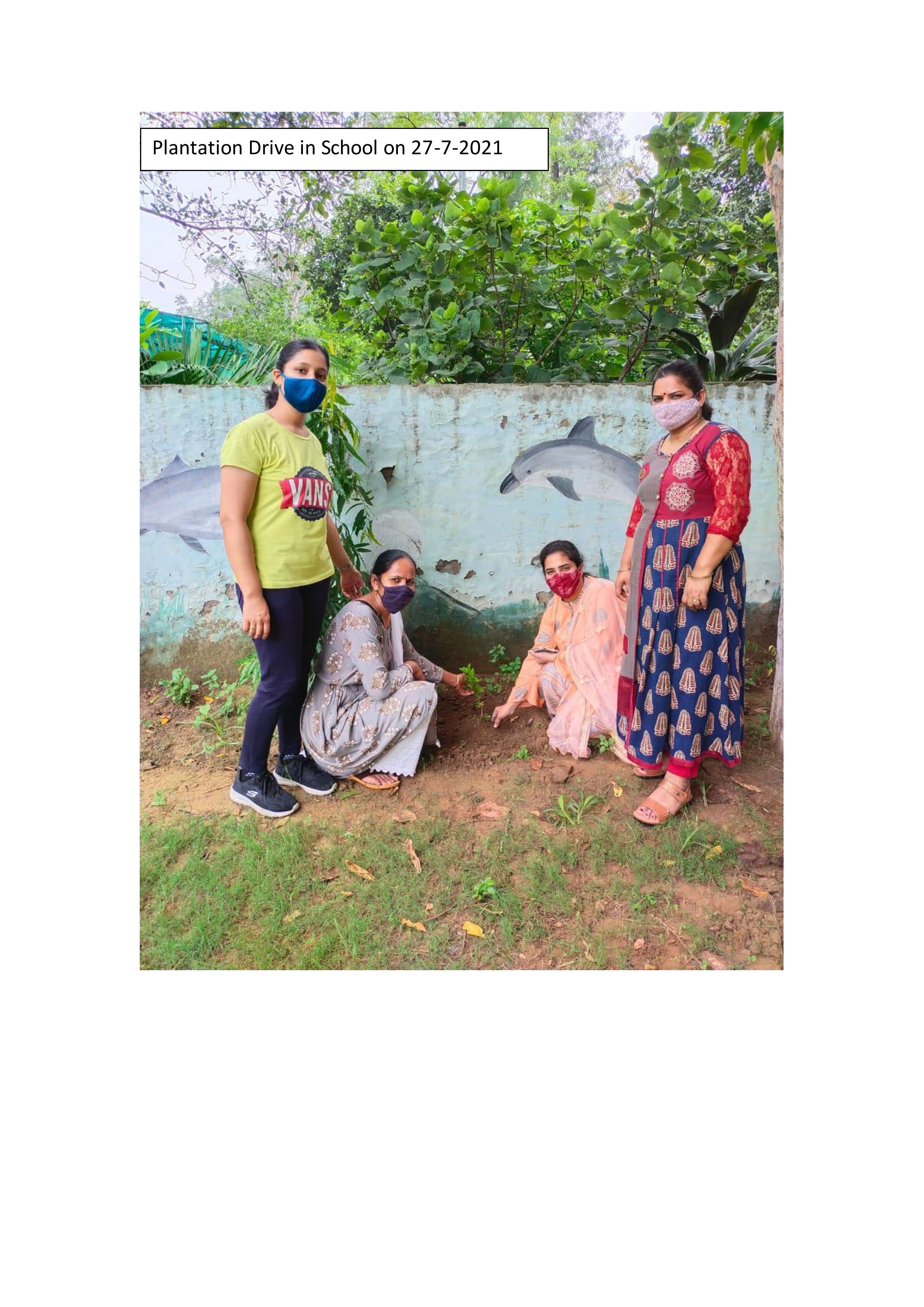 Plantation drive in School on 27-7-2021