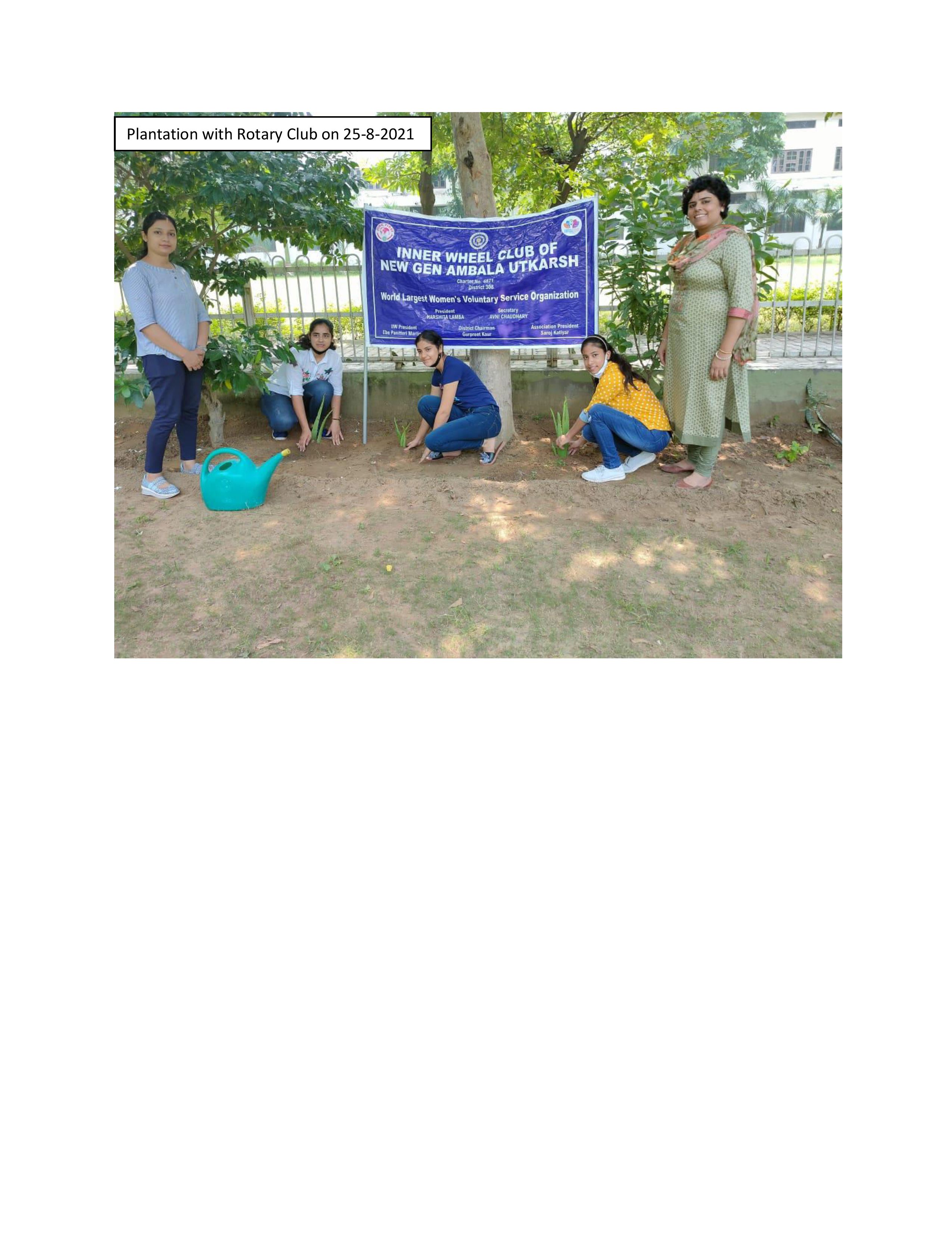 Plantation with Rotary Club on 25-8-2021