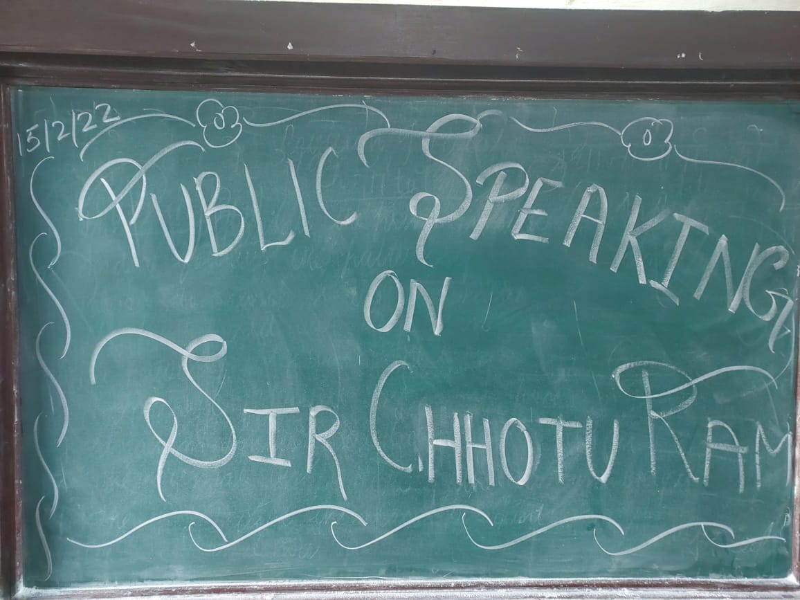 PUBLIC SPEAKING ON SIR CHOTU RAM CELEBRATED ON  15.02.2022